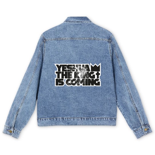 YESHUA THE KING IS COMING Men's Denim Jackets