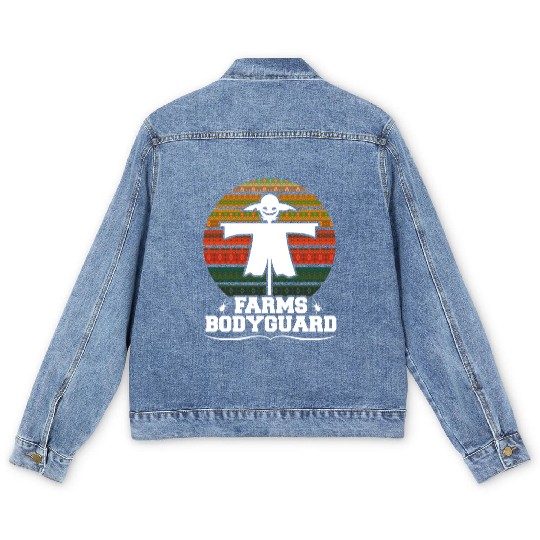 Farm s Bodyguard Farmer Scarecrow Gift Design Idea Men's Denim Jackets