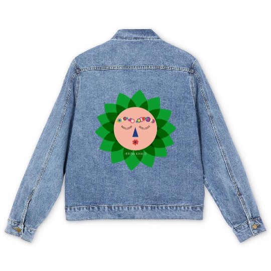 Cute Colorful Frida Kahlo Portrait Mexican Sun Men's Denim Jackets