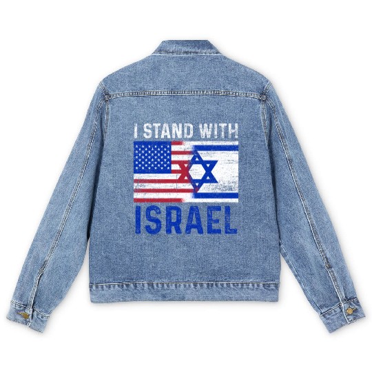 Us Flag I Stand With Israel Men's Denim Jackets