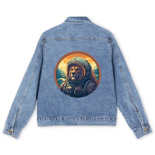 Astronaut Lion at Sunset, Creative Space Design Men's Denim Jackets
