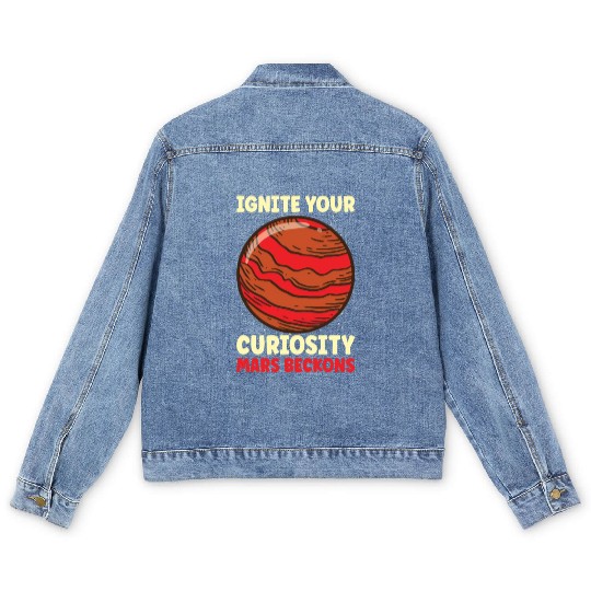 Mars Explore Astronaut Astronomy Solar System Men's Denim Jackets