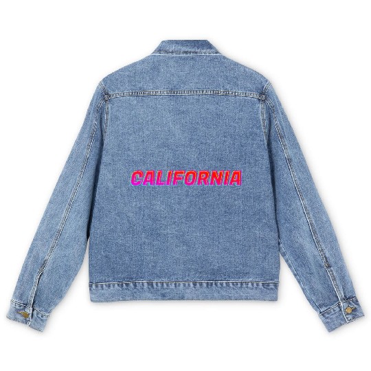 California Neon Text Sign Typography Outline Men's Denim Jackets