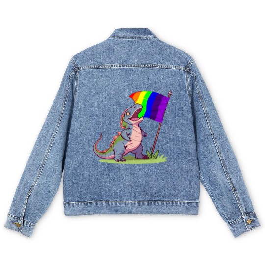 Funny Dinosaur LGBT Community Pride Lesbian Gay Men's Denim Jackets