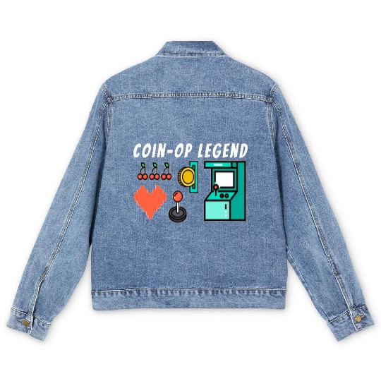 Coin Op Legend Arcade Gaming 80s Retro Gamer Men's Denim Jackets