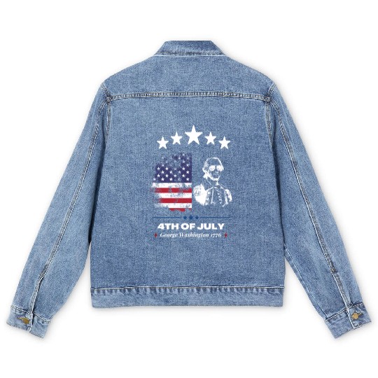 Happy 4th Of July Suck England George Washington Men's Denim Jackets