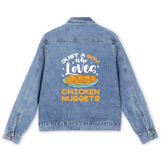 Just A Boy Who Loves Chicken Nuggets Men's Denim Jackets