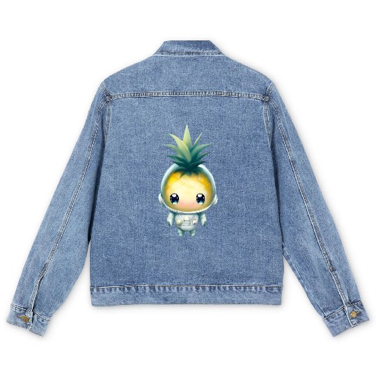 Kawaii astronauts pineapple Men's Denim Jackets