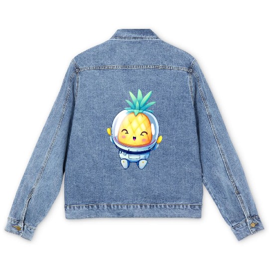 Kawaii astronauts pineapple Men's Denim Jackets