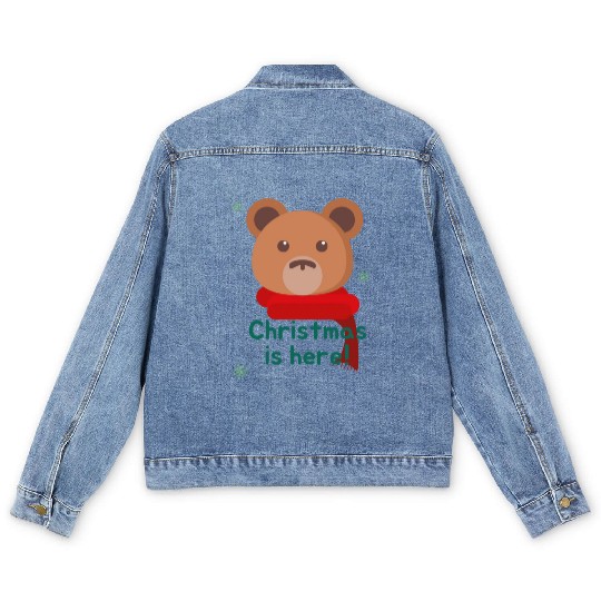 Brown Bear Merry Xmas Funny Gift green Men's Denim Jackets