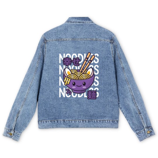 Kawaii Ramen Noodle Bowl Noodles Purple Men's Denim Jackets