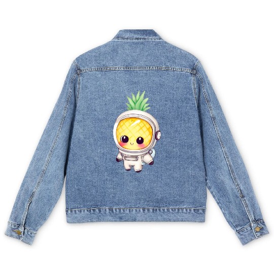 Kawaii astronauts pineapple Men's Denim Jackets