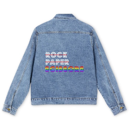 Rock Paper Scissors LGBT For Lesbians Lesbian Cool Men's Denim Jackets