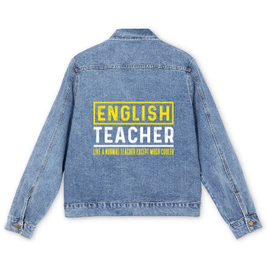 English teacher teacher teaching student unicorn Men's Denim Jackets
