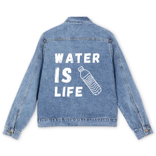 Water Is Life Save Water Save The Planet Earth Men's Denim Jackets