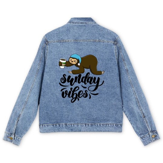 Sunday Vibes Sloth Men's Denim Jackets