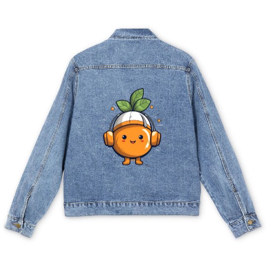 Orange Fruit Fruitarian Funny Cute Party Music Men's Denim Jackets