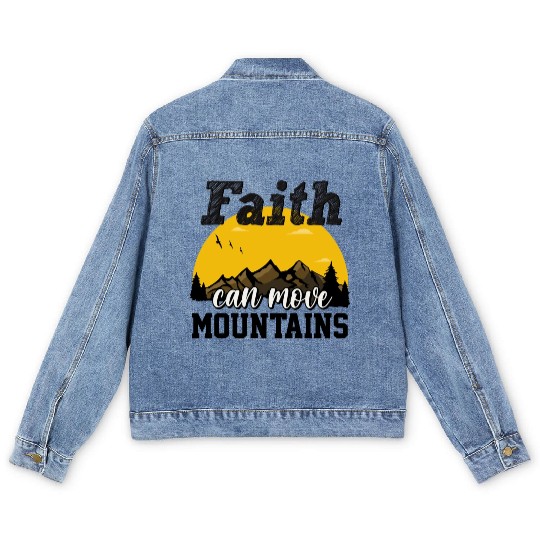 Faith Can Move Mountains Men's Denim Jackets