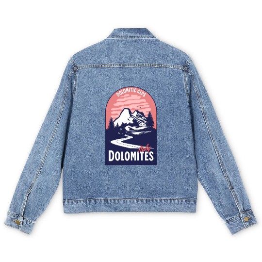 Dolomites Italy Mountain Sunset Men's Denim Jackets
