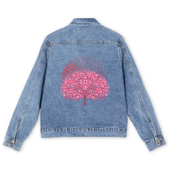cherry blossom tree gift Japanese Sakura Men's Denim Jackets