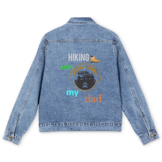 Hiking with dad Men's Denim Jackets