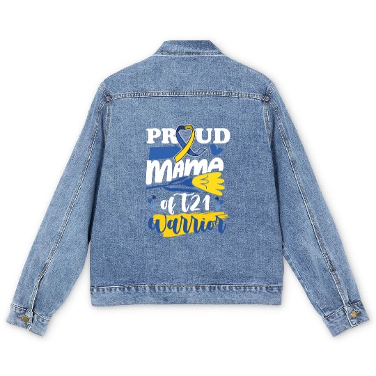 Proud Mom T21 World Down Syndrome Awareness Men's Denim Jackets