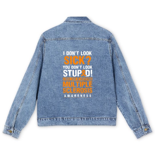 Look Stupid Multiple Sclerosis Awareness MS Orange Men's Denim Jackets