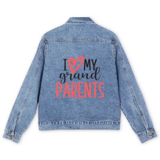 I love my grandparents Men's Denim Jackets