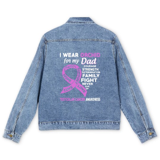 I Wear Orchid For My Dad Testicular Cancer Men's Denim Jackets