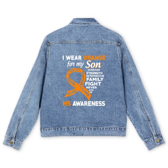 I Wear Orange For My Son Multiple Sclerosis Men's Denim Jackets