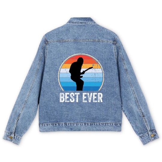 Best Dad Ever Music Guitar Men's Denim Jackets