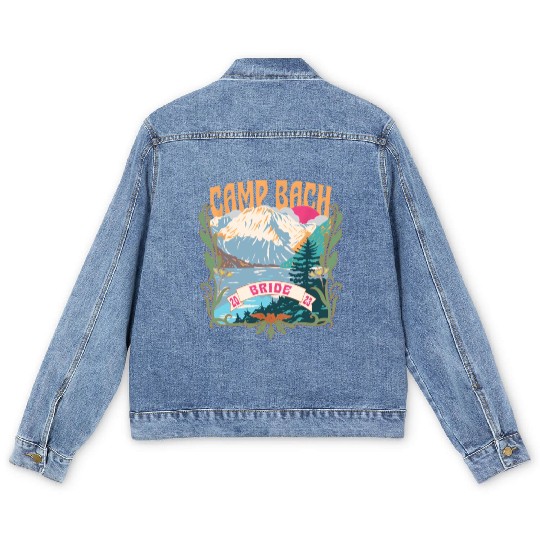 Camp Bach Bride Bridesmaid Camping Bachelorette Men's Denim Jackets