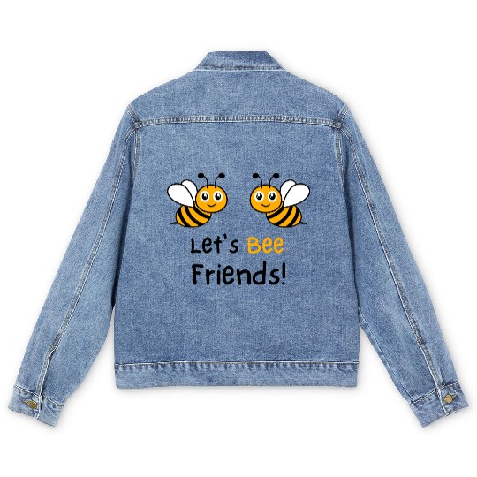 Bee Lovers Honey Bee Men's Denim Jackets, Let's Bee Friends