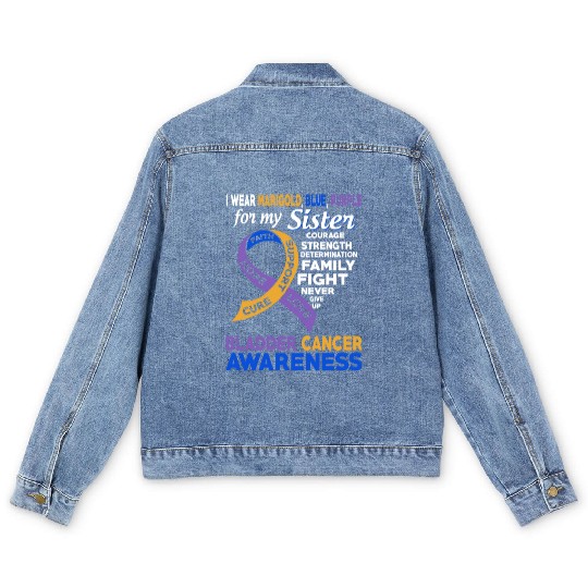 I Wear Marigold Blue Purple For My Sister Bladder Men's Denim Jackets