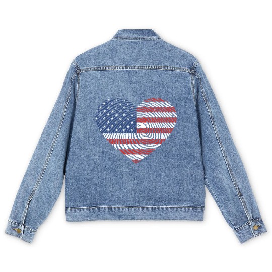 4th Of July I Love America Men's Denim Jackets