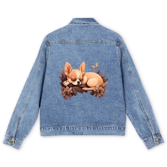 Chihuahua | Sunday Sleep Cute Dog Good Night Men's Denim Jackets