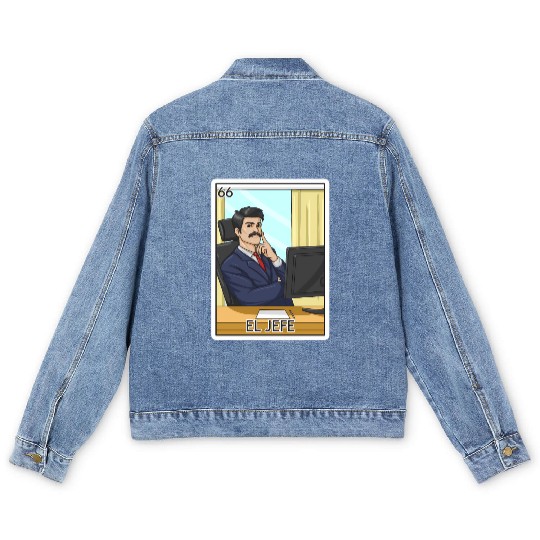El Jefe The Boss Card Mecan Lottery The Chief Men's Denim Jackets