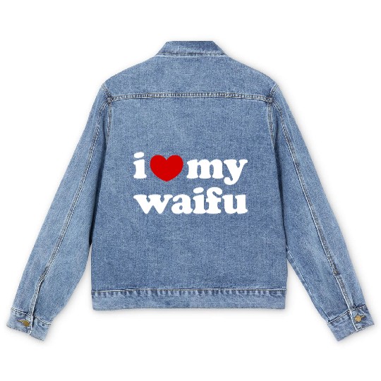 I Love My Waifu I Heart My Waifu Men's Denim Jackets
