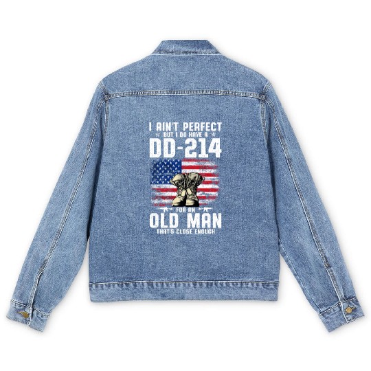 US Army DD-214 American Flag Men's Denim Jackets
