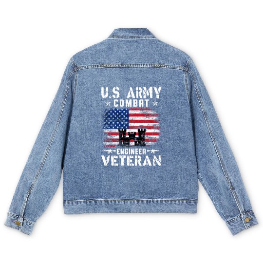 US Army Combat Engineer Veteran Men's Denim Jackets