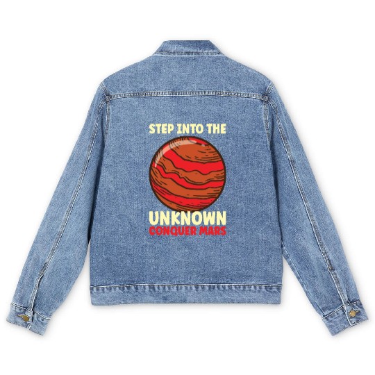 Mars Explore Astronaut Astronomy Solar System Men's Denim Jackets