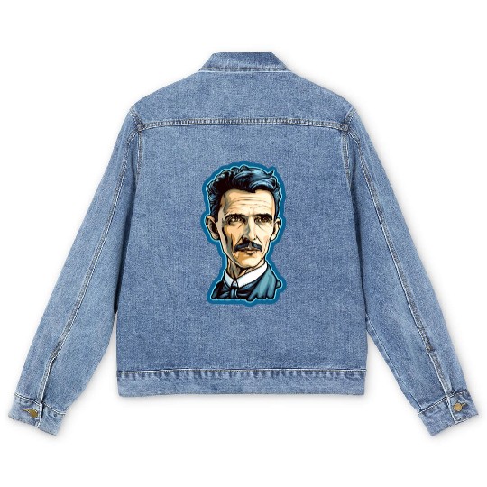 Nikola Tesla Physics Nerd Geek Men's Denim Jackets