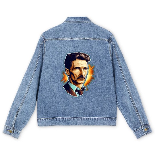 Nikola Tesla Physics Nerd Geek Natural Sciences Men's Denim Jackets