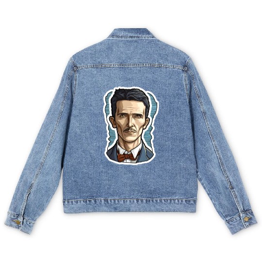 Nikola Tesla Physics Nerd Geek Men's Denim Jackets