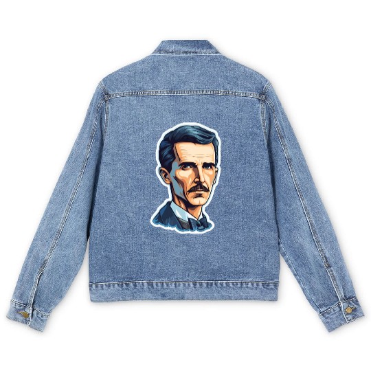 Nikola Tesla Physics Geek Nerd Men's Denim Jackets