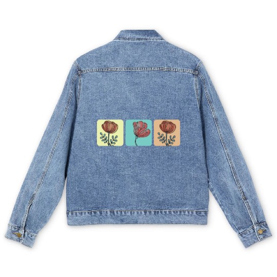 Tulips flower rose Men's Denim Jackets