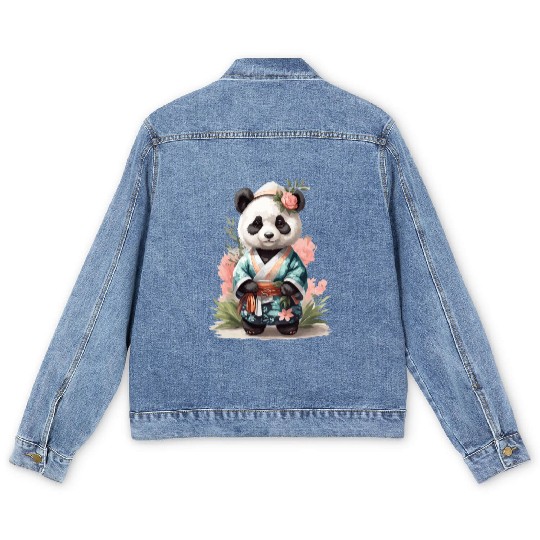 Kawaii Baby Panda Japanese Style Men's Denim Jackets