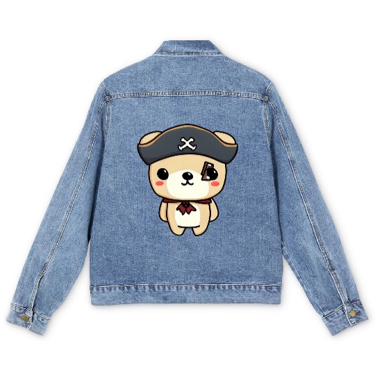 Pirate Bear: The King of the Seas Men's Denim Jackets
