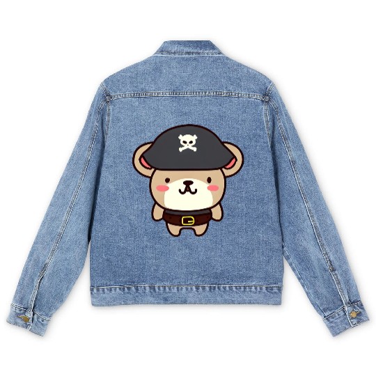 Pirate Bear: The King of the Seas Men's Denim Jackets
