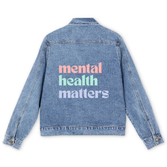Mental Health Matters | Retro Quote Pastel Rainbow Men's Denim Jackets